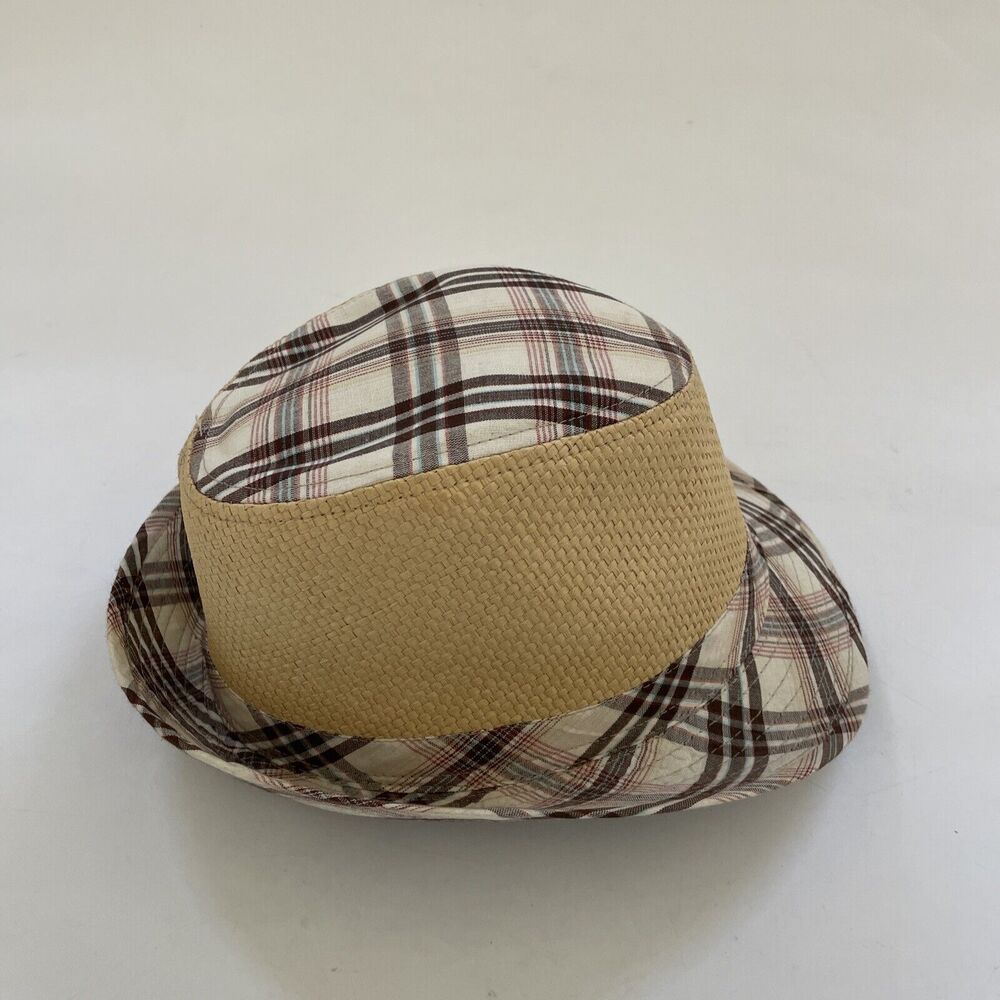 Vintage Panama Jack Fedora Palm Tree Plaid Pattern Beachy Preppy EUC LARGE/XL - Picture 3 of 11
